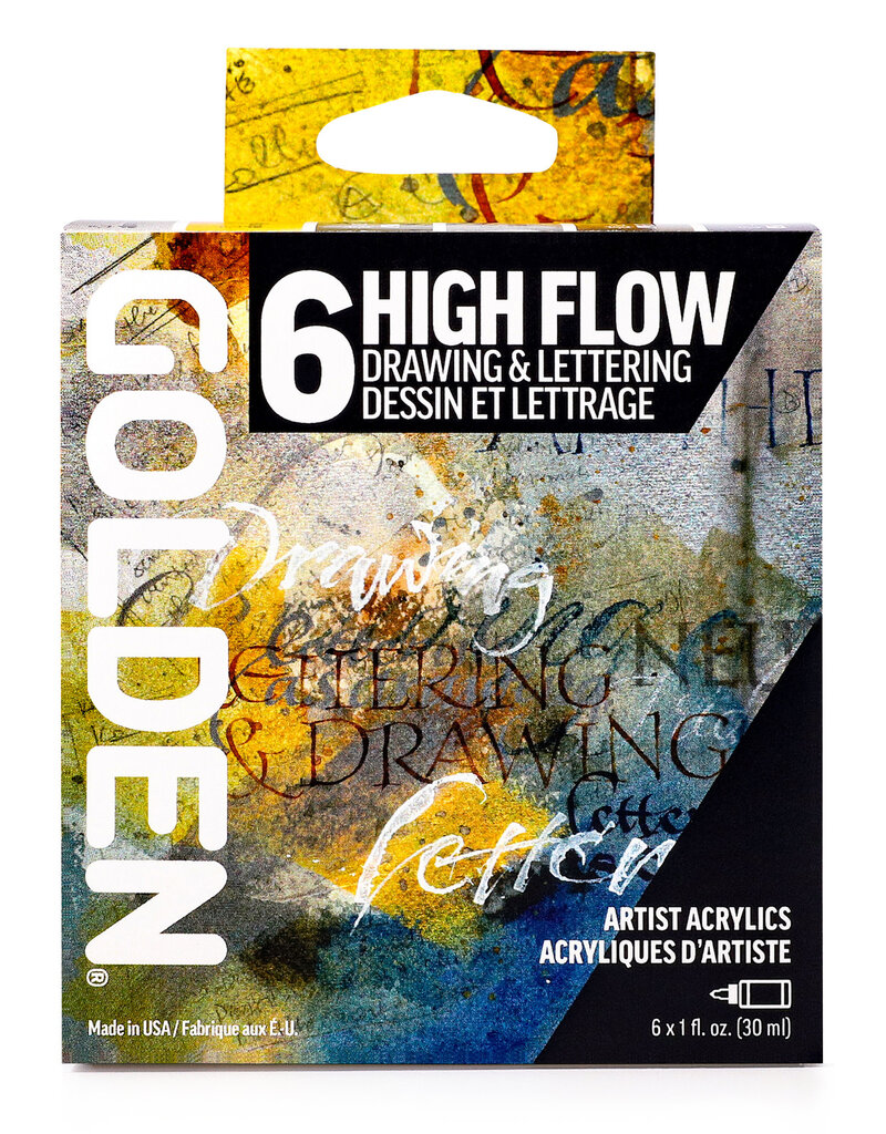 Golden High Flow Acrylic 6-Color Drawing & Lettering Set