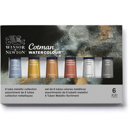 Winsor & Newton Cotman Watercolor Tube Set, 6-Color Metallic Collection Set