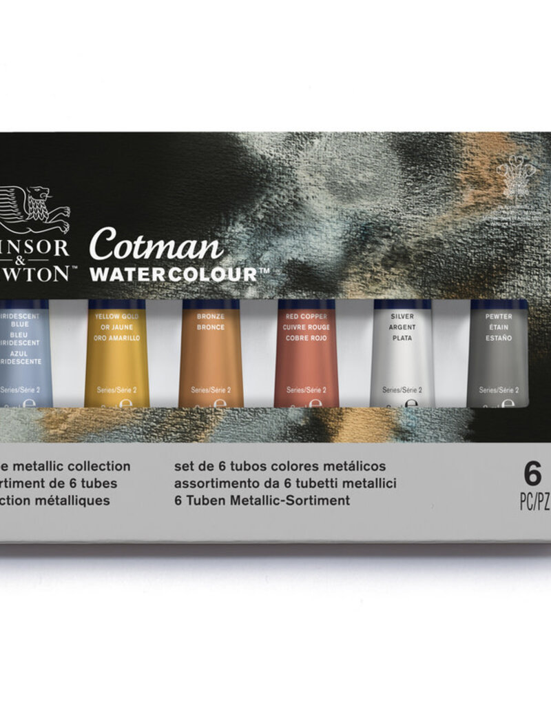 Winsor & Newton Cotman Watercolor Tube Set, 6-Color Metallic Collection Set