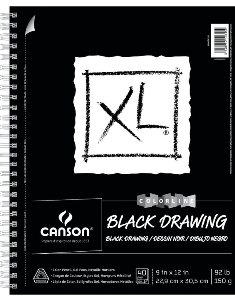 Canson XL Black Paper Drawing Pad (40sh) 9x12"