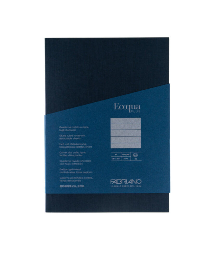 EcoQua Plus Glue-Bound Notebook- A5 (Small) Navy Lined