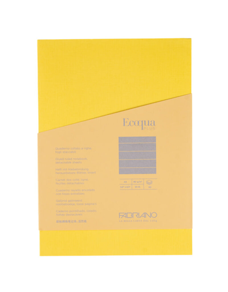 EcoQua Plus Glue-Bound Notebook- A5 (Small) Yellow Lined