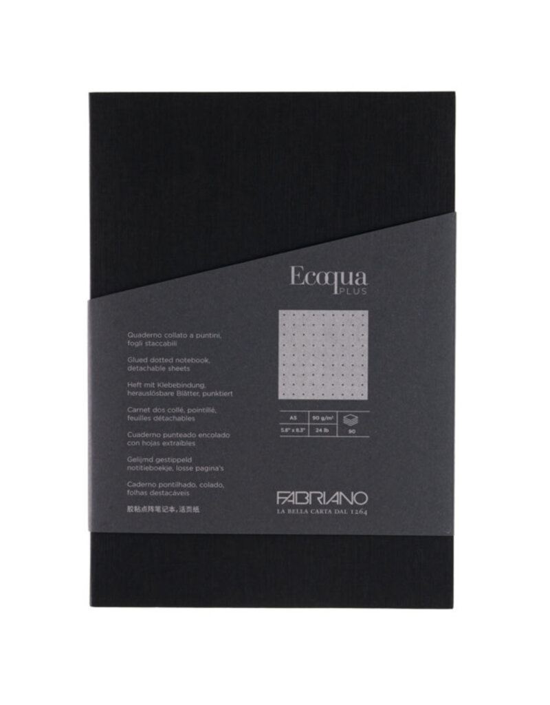 EcoQua Plus Glue-Bound Notebook- A5 (Small) Black Dotted