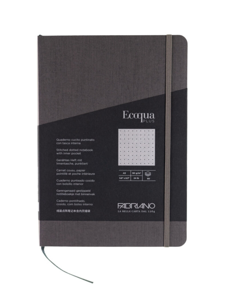 EcoQua Plus Stitch-Bound Notebook Dotted Grey A5 (Small)