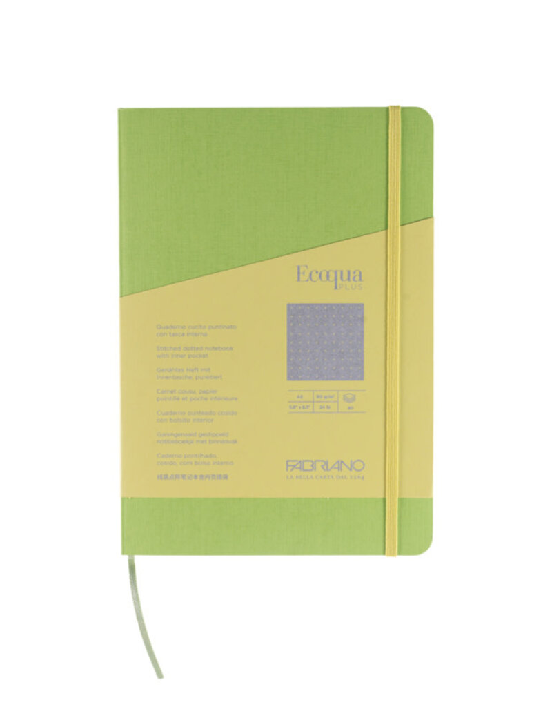 EcoQua Plus Stitch-Bound Notebook Dotted Lime A5 (Small)
