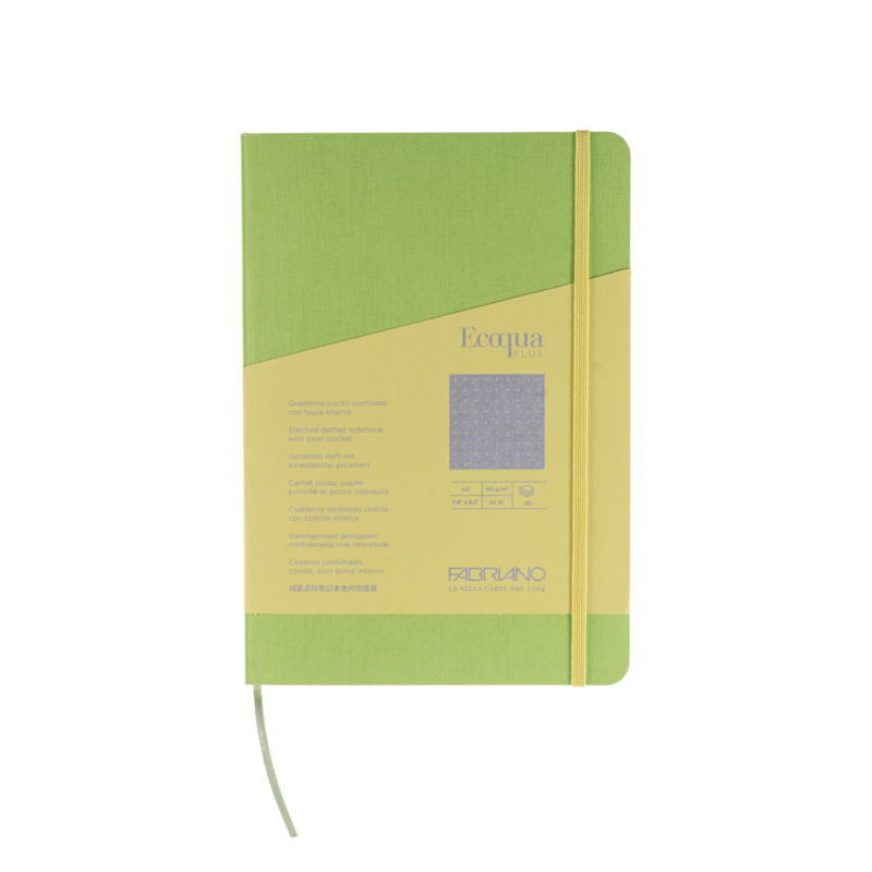 EcoQua Plus Stitch-Bound Notebook Dotted Lime A5 (Small) - Reddi-Arts