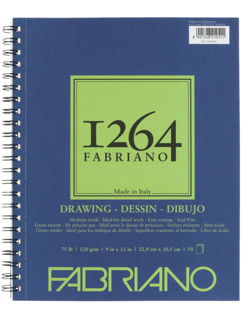 Fabriano 1264 Drawing Pads (Wire-Bound) 75lb 9x12" 50 Sheets