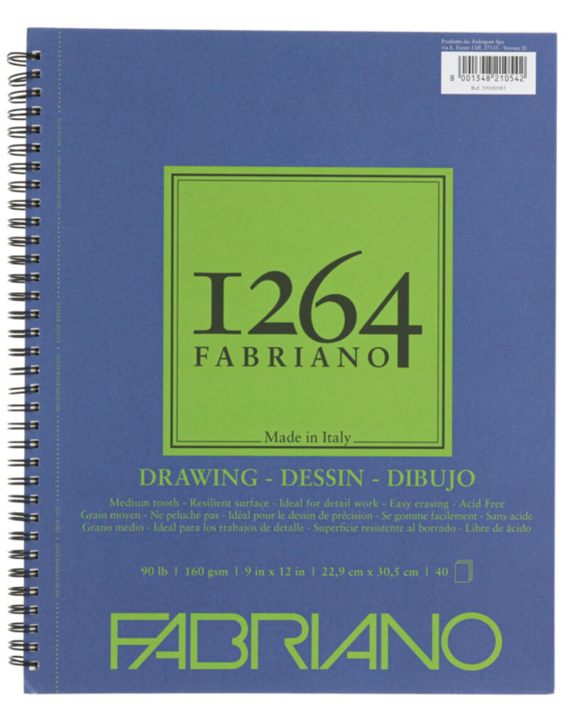 Fabriano 1264 Drawing Pads (Wire-Bound) 90lb 9x12" 40 Sheets