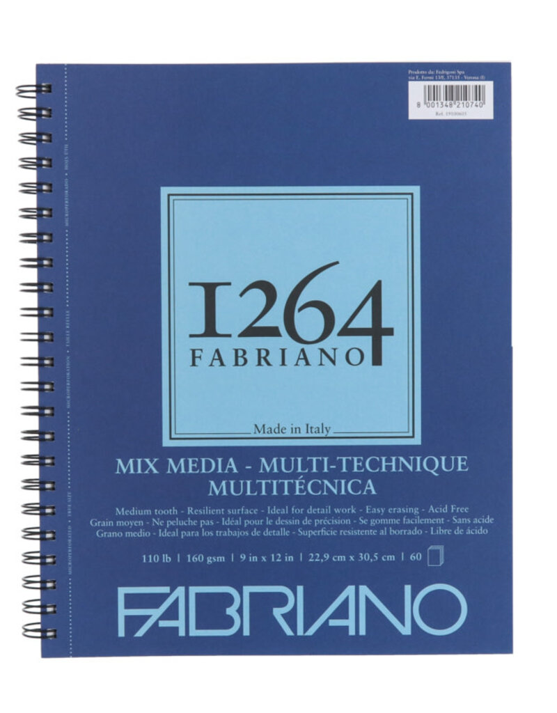 Fabriano 1264 Mixed Media Pads (Wire-Bound) 110lb 9x12" 60 Sheets