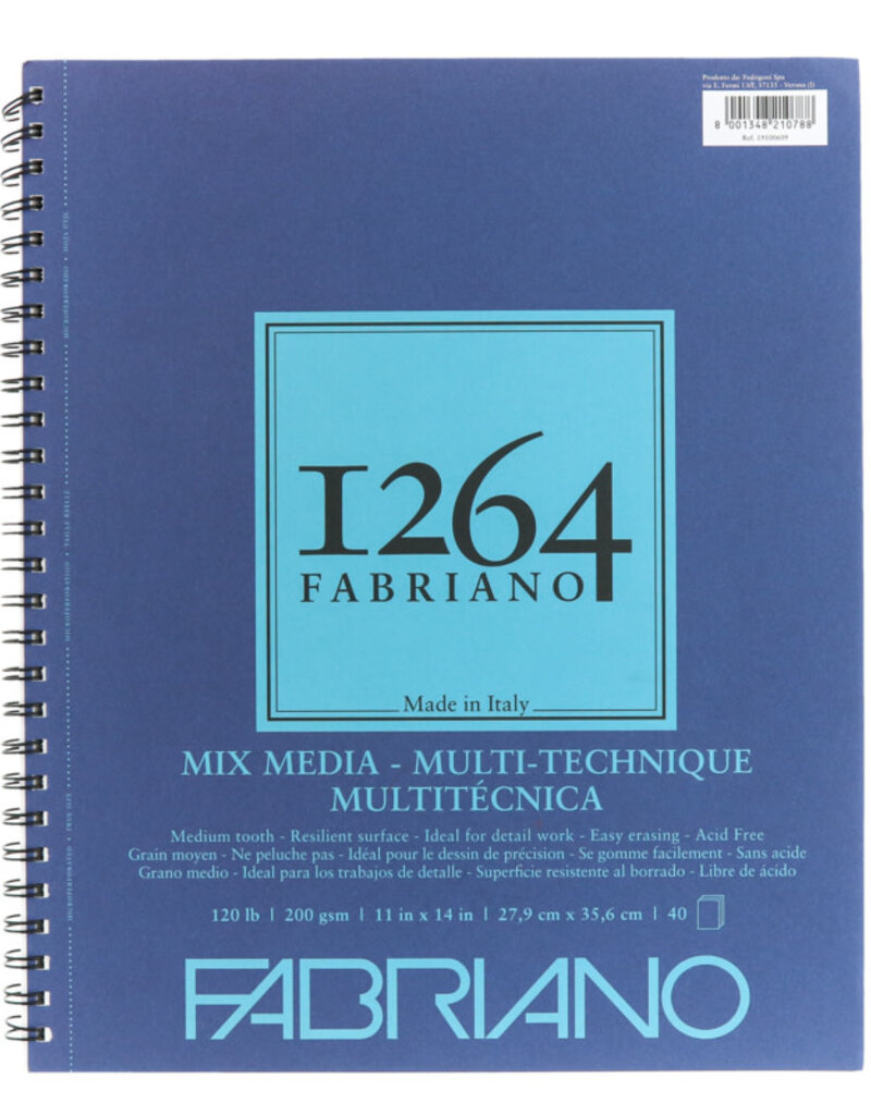 Fabriano 1264 Mixed Media Pads (Wire-Bound) 120lb 11x14" 40 Sheets