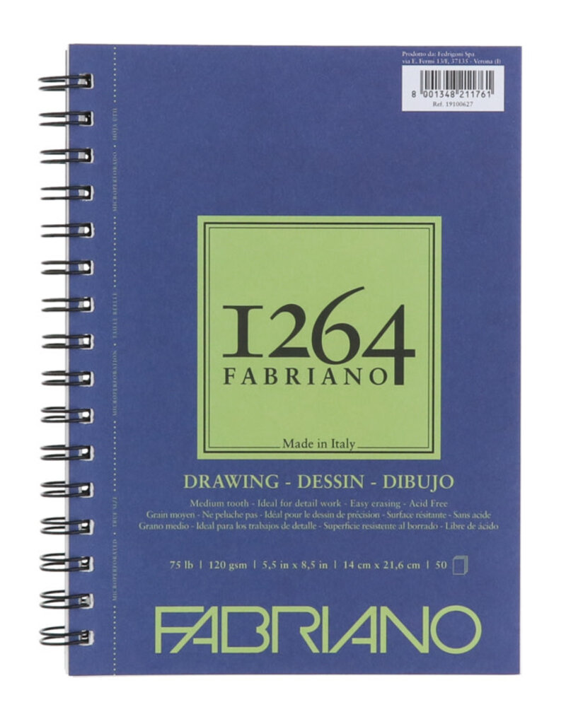 Fabriano 1264 Drawing Pads (Wire-Bound) 75lb 5.5x8.5" 50 Sheets
