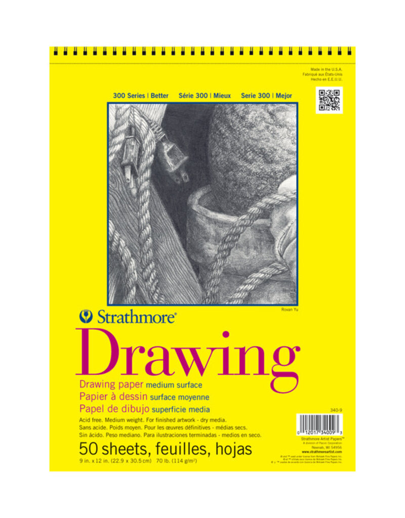 Strathmore 300 Series Drawing Pads (Spiral Bound) 9x12" (50 sheets)
