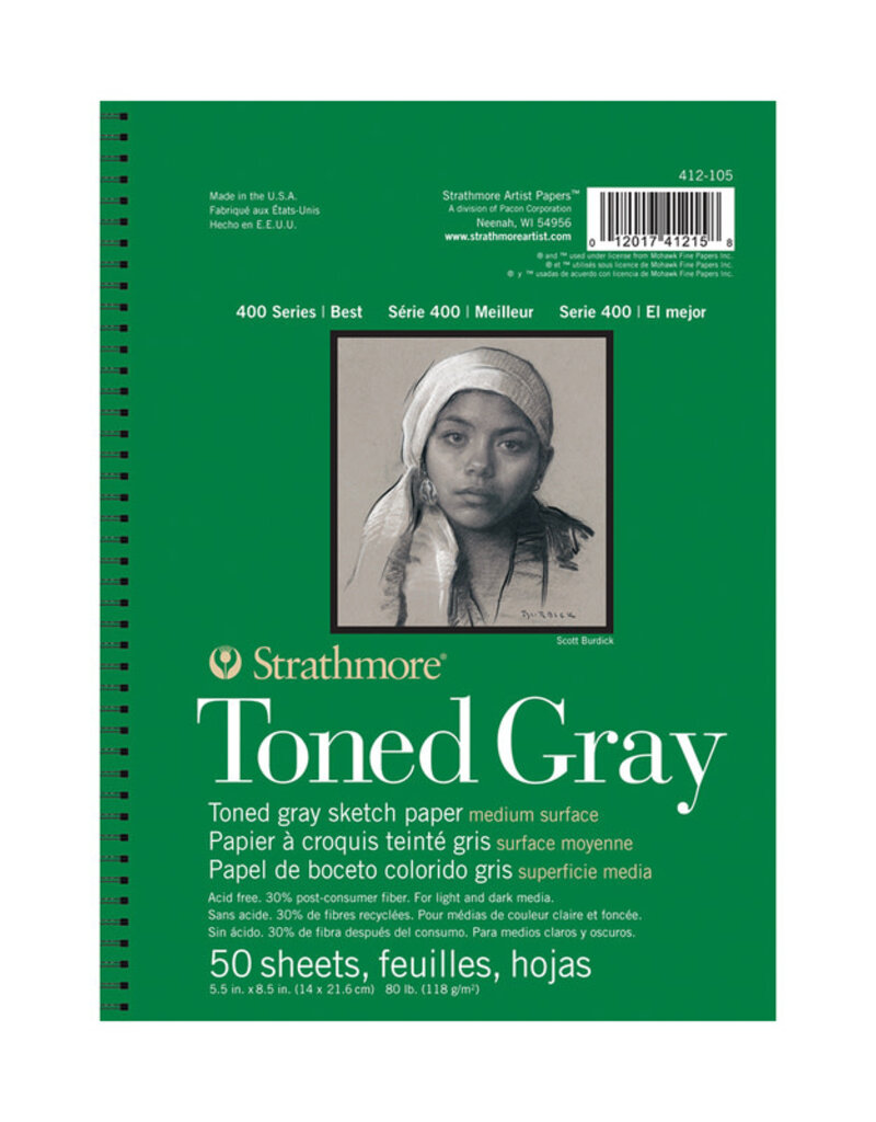 Strathmore 400 Series Toned PaperSketch Pads (Wire Bound) Gray 5.5x8.5"