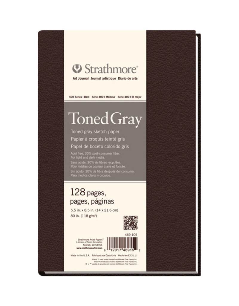Strathmore Toned Hard-Bound Art Books 400 Series, 5.5" x 8.5" - Gray 128pg 80lb