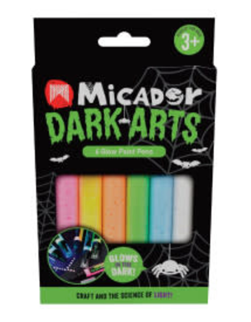 Micador Dark Arts, Glow Paint Pens Set, 6-Color Pen Set