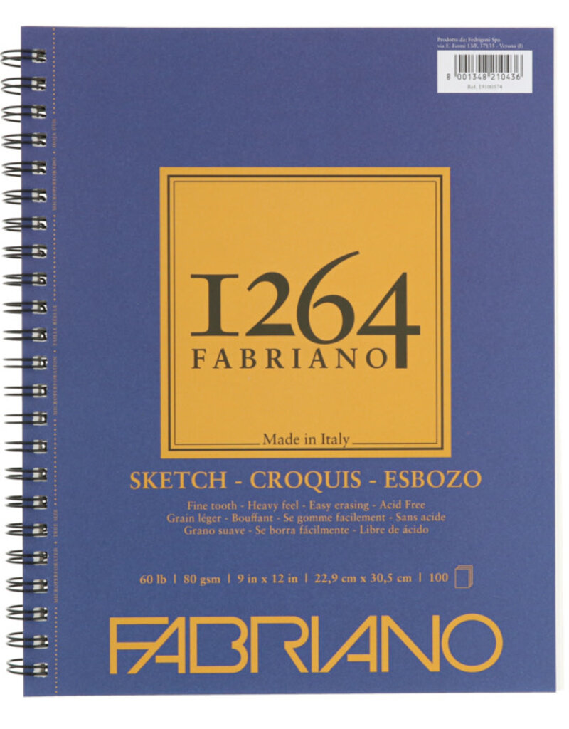 Fabriano 1264 Sketch Pad (100pg) Wire-bound 9x12"