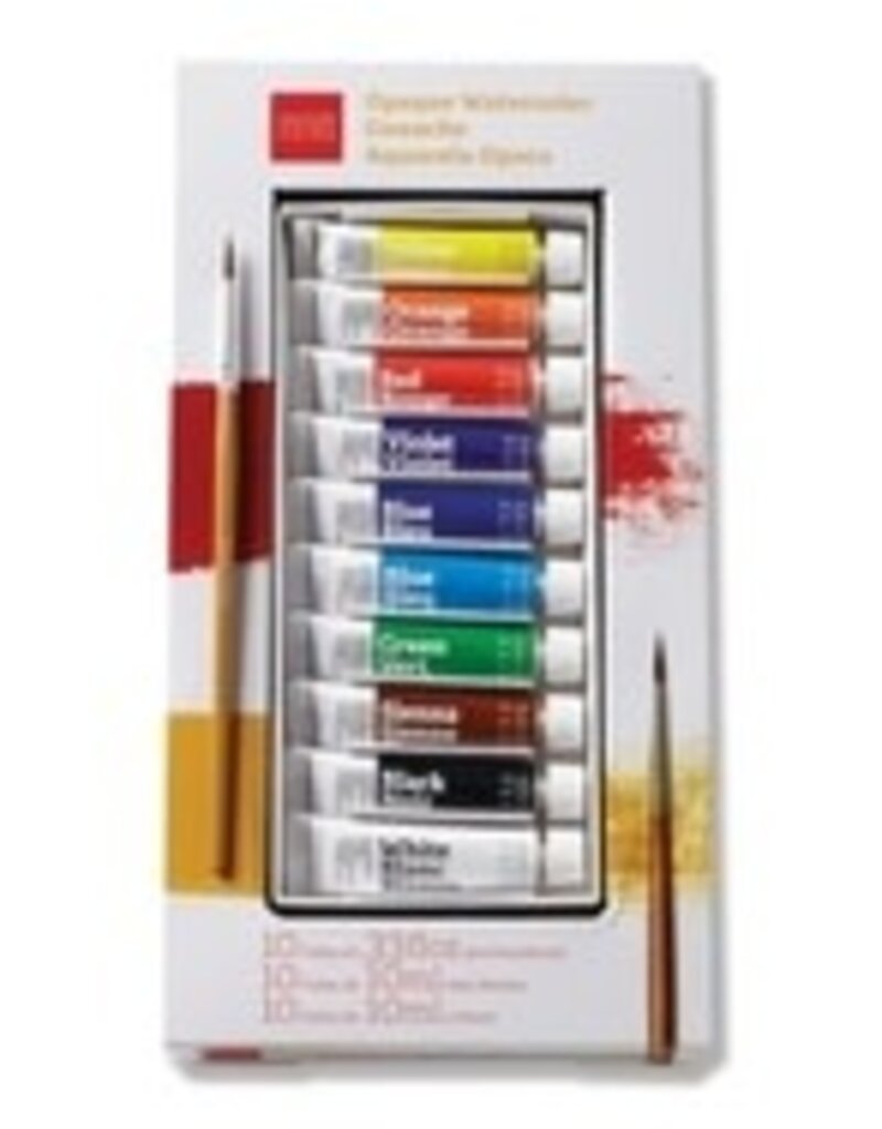 Opaque Watercolor Gouache Set, 10 Color Set- 10 ml tubes