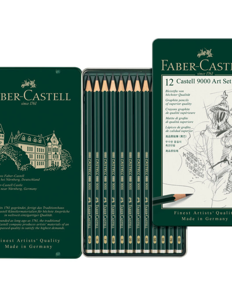 Castell 9000 Graphite Pencil Tin Sets Art Set 12pc