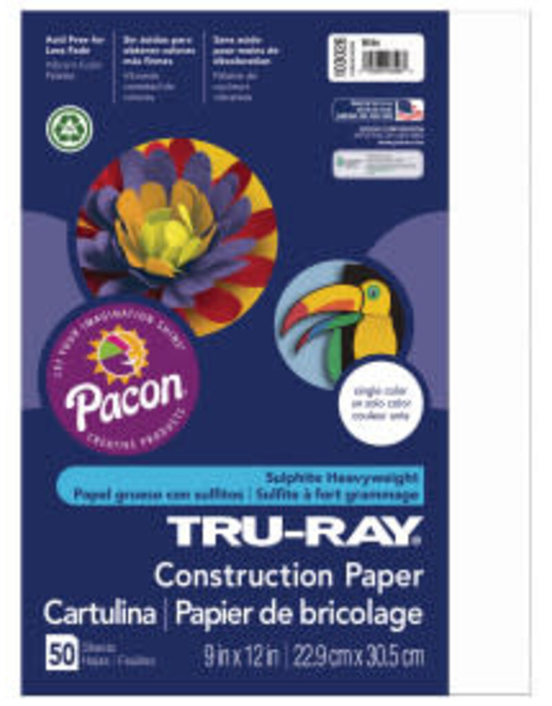 Tru-Ray Construction Paper, 9" x 12", White