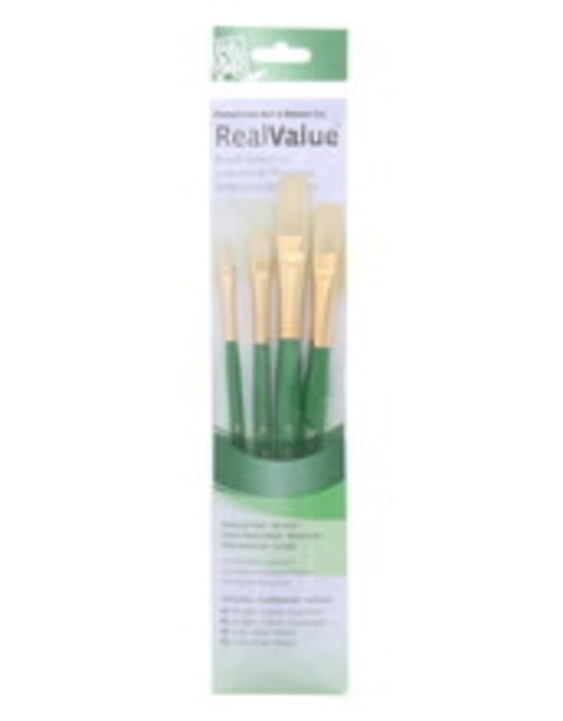 Real Value 4-Brush Bristle Set - Bright 2, 4, Flat 6, 8