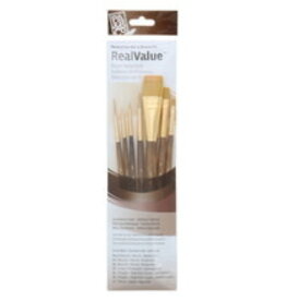 Real Value 7-Brush Golden Taklon Set - Round 5/0, 0, 5, Liner 2, Shader 2, 8, 3/4" Wash