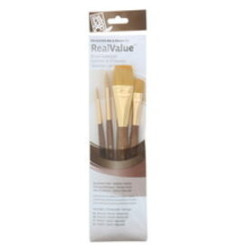 Real Value 4-Brush Golden Taklon Set - Round 4, 8, Wash 1/2, 1