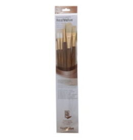 Real Value 6-Brush Natural Synthetic Hair Set - Round 2, 6, Flat 4, Bright 8, Synthetic Filbert 4, 12 (LH)