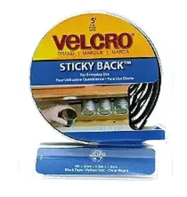 Velcro Sticky Back Black 5'x3/4" Hook And Loop Fastener Roll