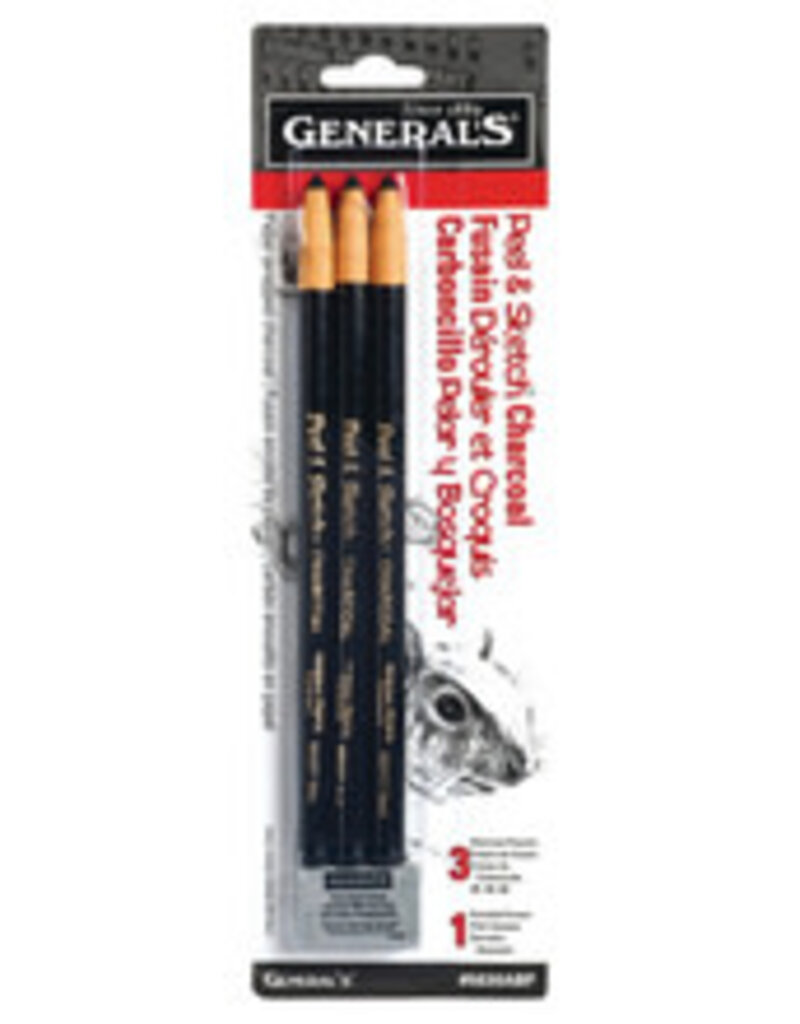 Peel & Sketch Charcoal Pencil Set, 3 Pack