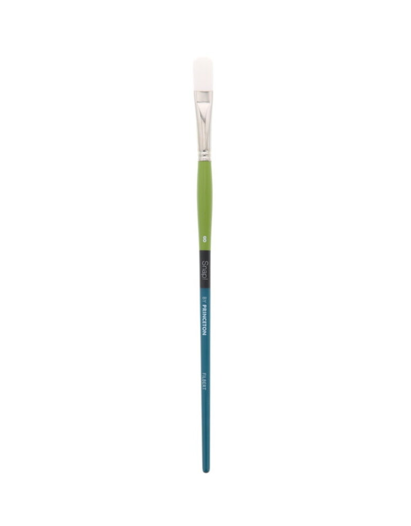 Snap Long Handle White Synthetic Taklon Brush- Filbert 8