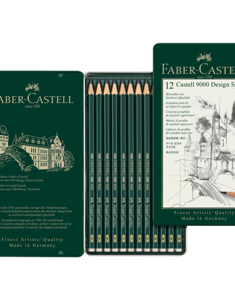 Castell 9000 Graphite Pencil Tin Sets Design Set 12pc