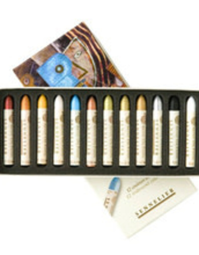 Sennelier 12-Color Iridescent Oil Pastel Set