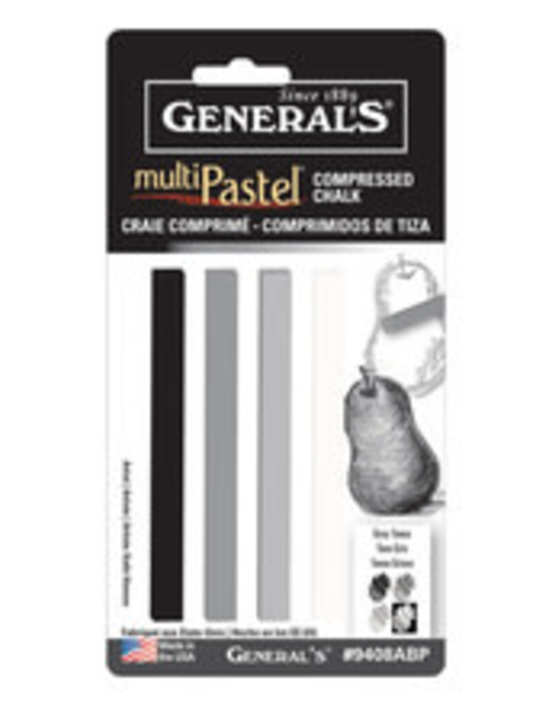 Compressed Pastel Chalk Sticks, 4-Color Set - Gray Tones