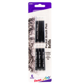 Pentel Pocket Brush Black Refill Ink 6 Pack