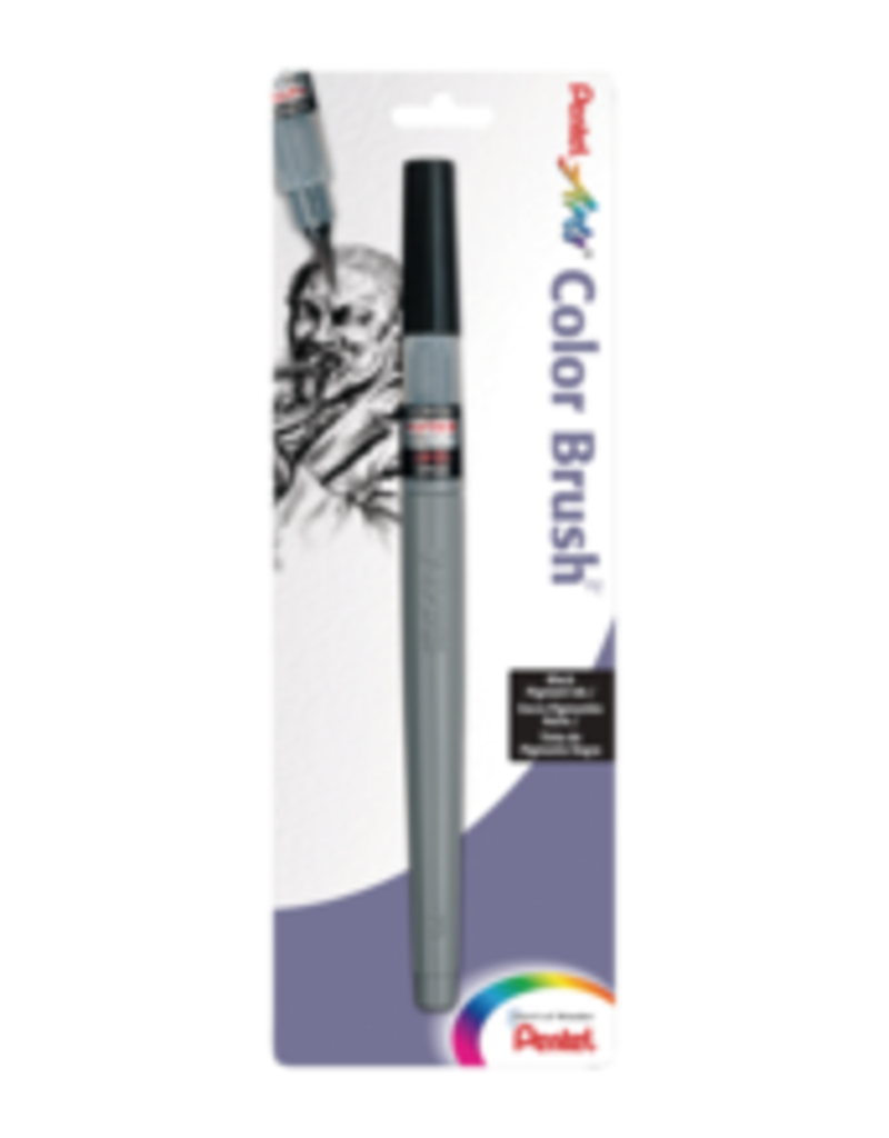 Pentel Color Brush Pen with Black Pigmented Ink, Medium