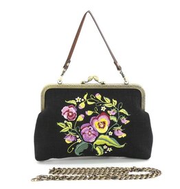 Pansy Embroidered Clasp Purse