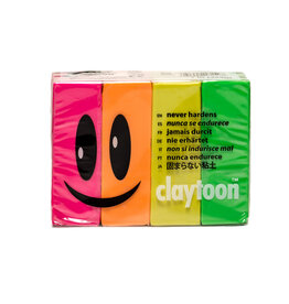 Claytoon Modeling Clay 4 pack (1lb) Neon Color Set