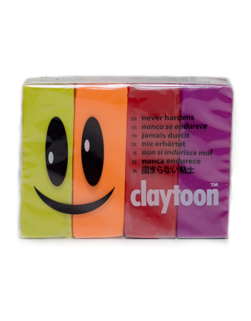 Claytoon Modeling Clay 4 pack (1lb) Hot Color Set