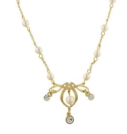 1928 Jewelry 1928 Jewelry 7mm Faux Pearl And Crystal Pendant Necklace