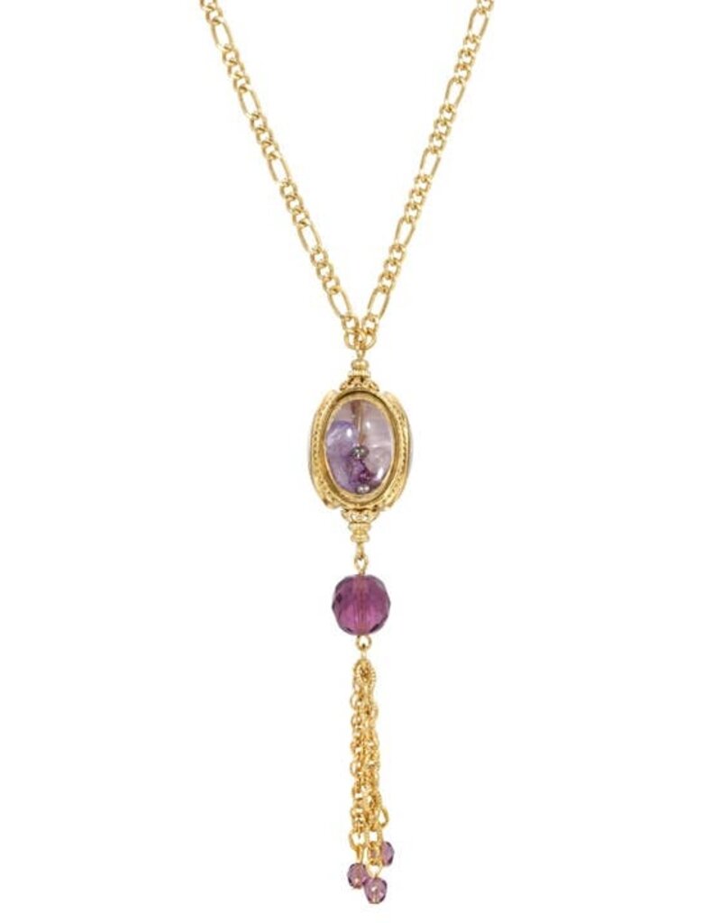 1928 Jewelry 1928 Jewelry Amethyst Color Bead Drop Spinner Tassel - Gold