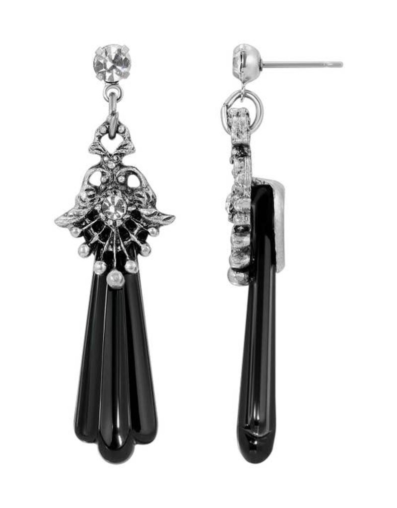 1928 Jewelry 1928 Jewelry Black Deco Stone Crystal Flair Post Drop