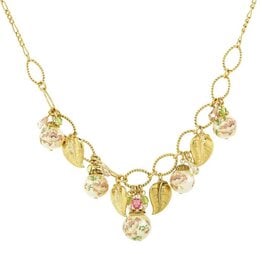 1928 Jewelry 1928 Jewelry Flower Decal Faux Pearl with Gold Leaf Necklace