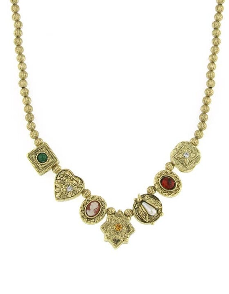 1928 Jewelry 1928 Jewelry Multi Color Charm Collar Necklace 16"