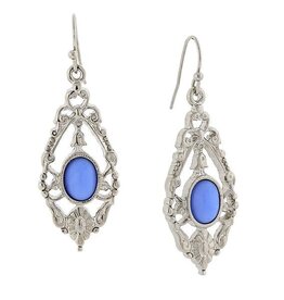 1928 Jewelry 1928 Jewelry Ornate Floral Inspired Oval Drop Earrings - Blue