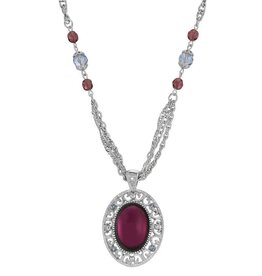 1928 Jewelry 1928 Jewelry Oval Amethyst Stone Filigree Pendant Necklace