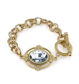 1928 Jewelry 1928 Jewelry Oval Swarovski Element Toggle Bracelet - Crystal Clear
