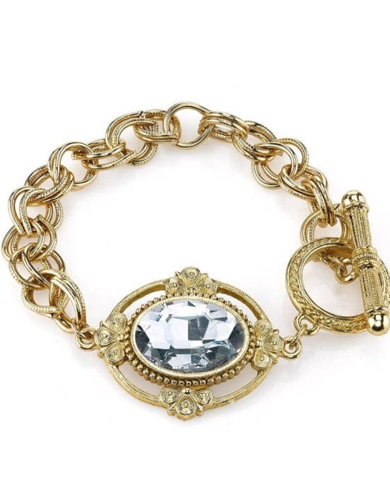 1928 Jewelry 1928 Jewelry Oval Swarovski Element Toggle Bracelet - Crystal Clear