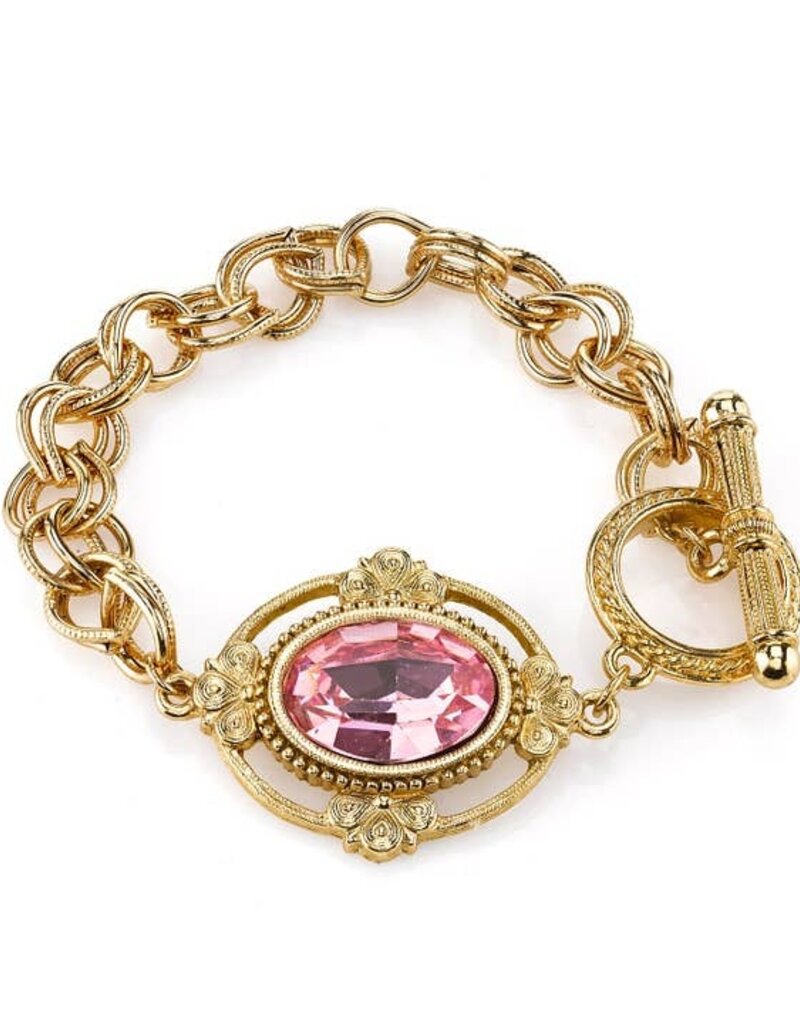 1928 Jewelry 1928 Jewelry Oval Swarovski Element Toggle Bracelet - Pink