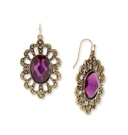 1928 Jewelry 1928 Jewelry Purple Filigree Oval Drop Earrings