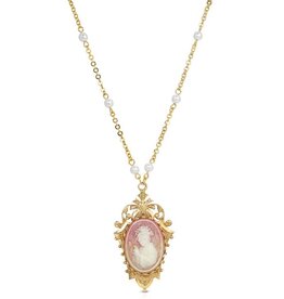 1928 Jewelry 1928 Jewelry Victorian Woman Faux Pearl Pink Necklace